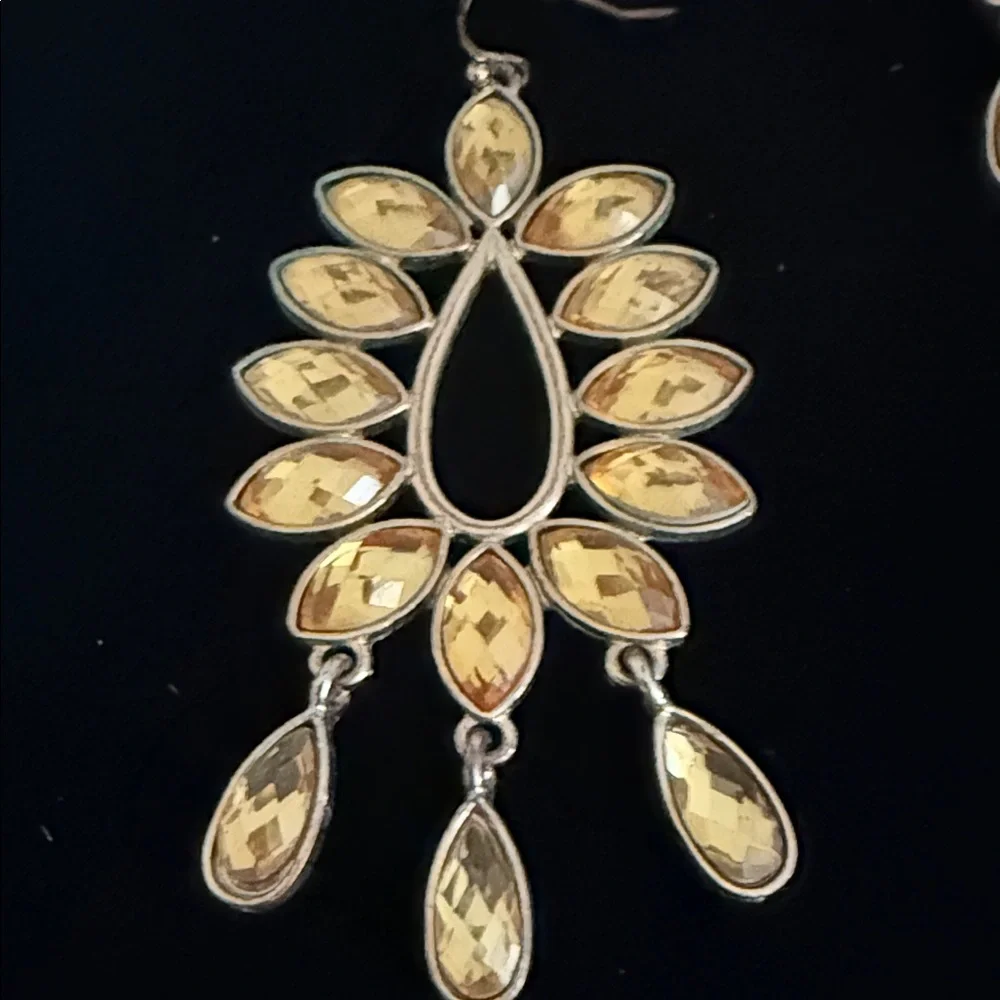 Gold Teardrop Crystal Chandelier Earrings